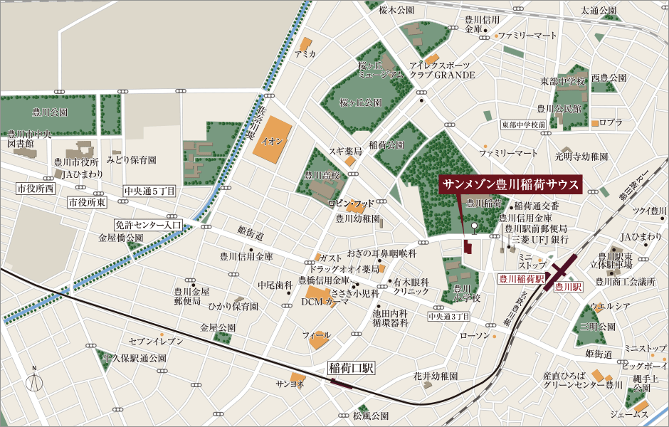 サンメゾン豊川稲荷サウス 周辺地図
