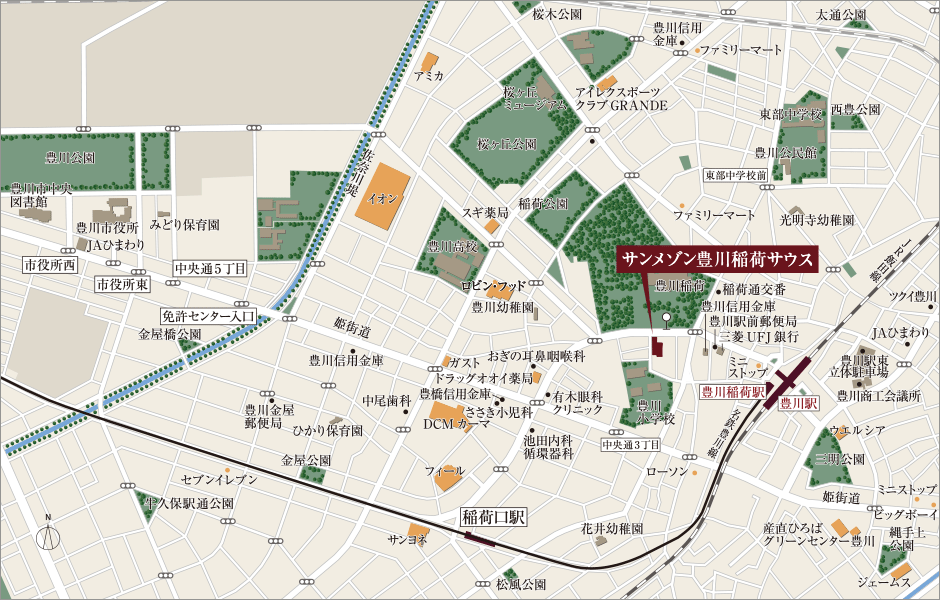 サンメゾン豊川稲荷サウス 周辺地図